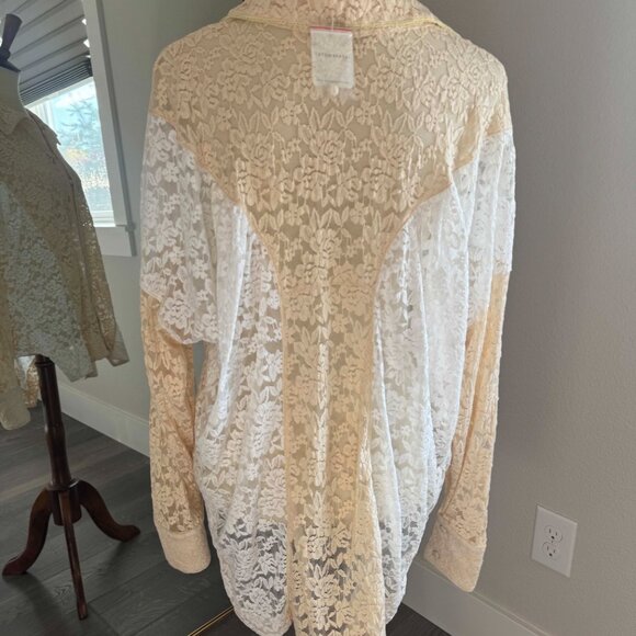 Free People Cream Lace Button Down Shirt - Picture 5 of 5
